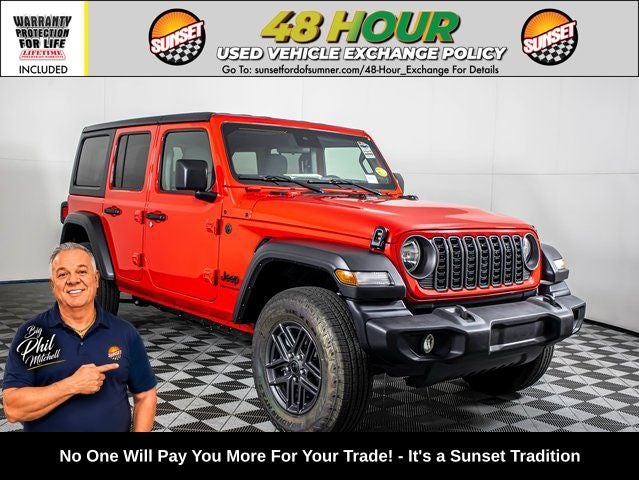2025 Jeep Wrangler Sport S in Red Clearcoat — front three-quarter view