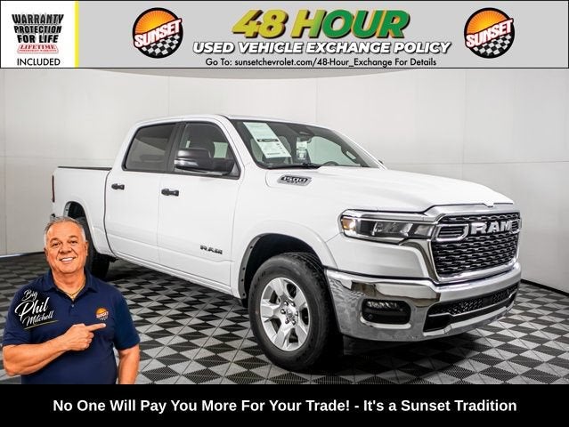 2025 RAM 1500 Big Horn in Bright White Cl — front three-quarter view