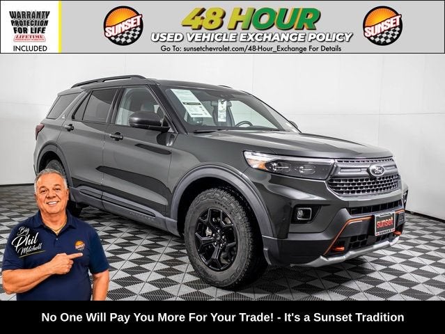 2023 Ford Explorer Timberline in Gray — front three-quarter view
