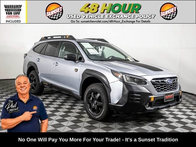 2023 Subaru Outback Wilderness in Ice Silver Metall — front three-quarter view