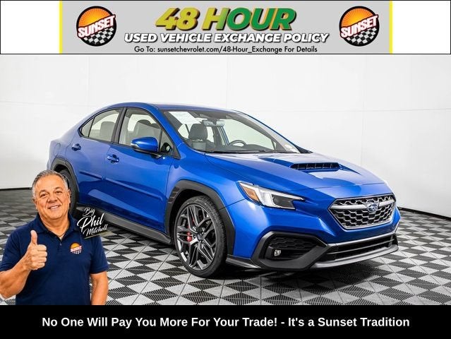 2024 Subaru WRX TR in Wr Blue Pearl — front three-quarter view