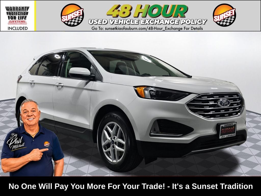 2022 Ford Edge SEL in Oxford White — front three-quarter view